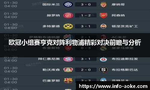 欧冠小组赛亨克对阵利物浦精彩对决前瞻与分析